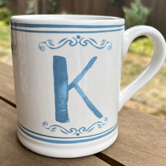 NWOT Sur La Table Blue and White Initial K Mug - Picture 1 of 5